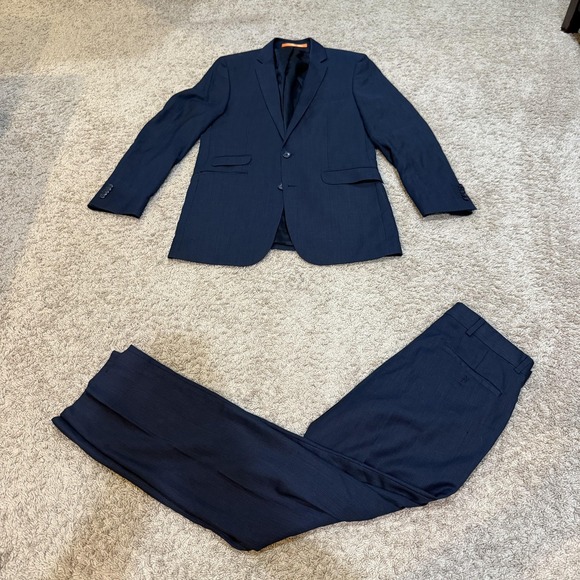 Ben Sherman Suit Mens 38R W31 Navy Blue Wool Two Piece Jacket Pants Classic - Picture 1 of 14